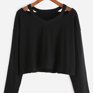 Black Cut Out Neck T-shirt